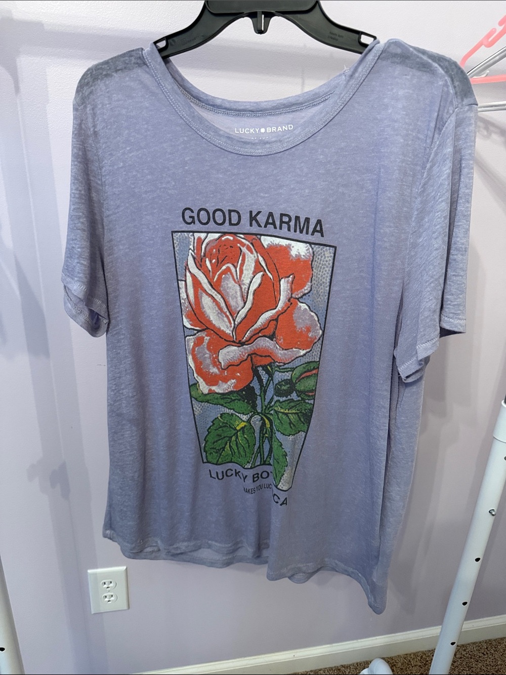 Lucky Brand Women’s Light gray blue'Good Karma' Graphic Tee
